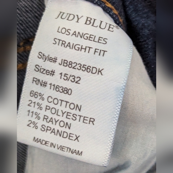 Judy Blue Los Angeles Straight Fit size 15/32, design wear fading, stretch - Picture 9 of 15